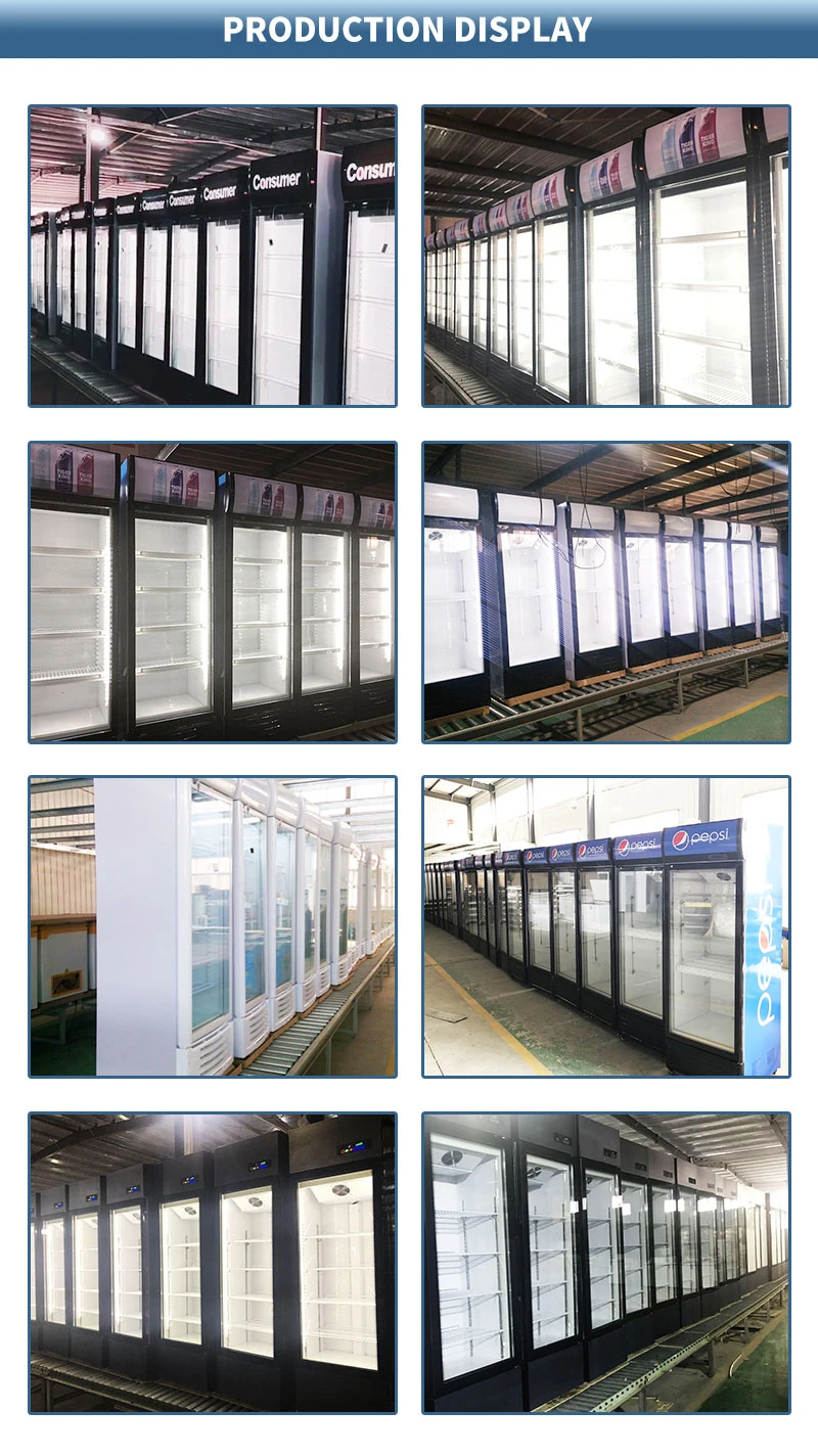 High Quality Auto Defrost Commercial Display Bar Fridge 700L Vertical Double Glass Door Freezer for Cold Drinks and Juice