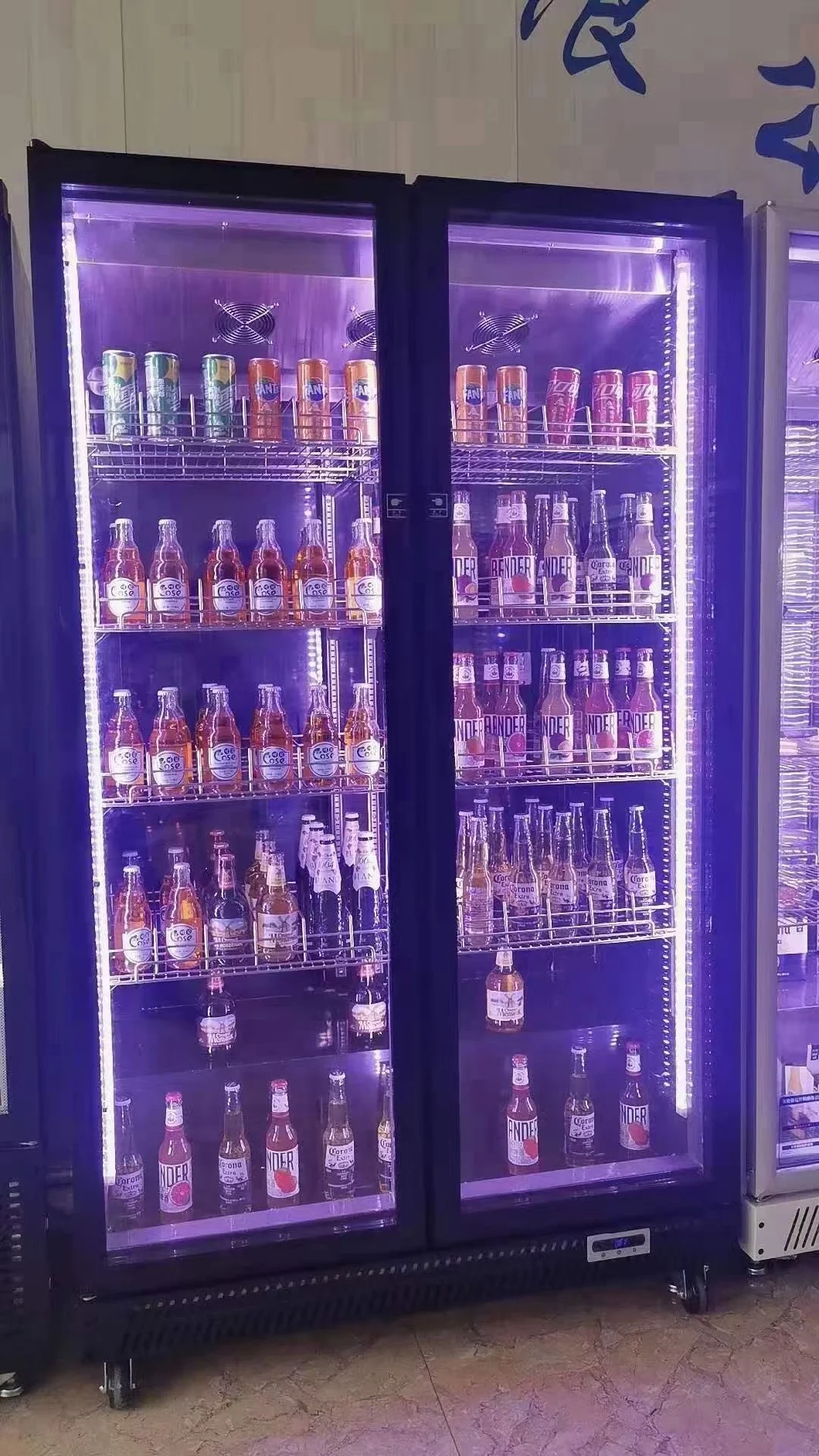 Vertical Freezer Glass Door Refrigerator Beverage Showcase Display Hotel Fridge