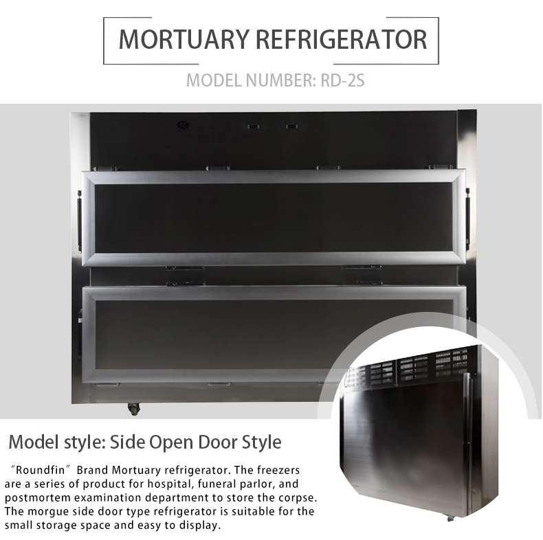 Roundfin Morgue Corpse Refrigerator 2-3 Bodies Side Open Door Style Mortuary Freezer