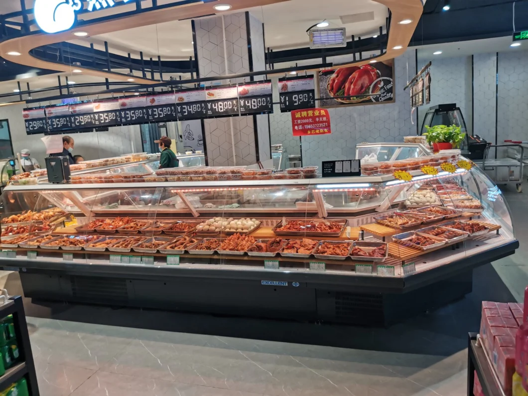 Supermarket Glass Doors Food and Meat Refrigerator Display Freezer Showcase