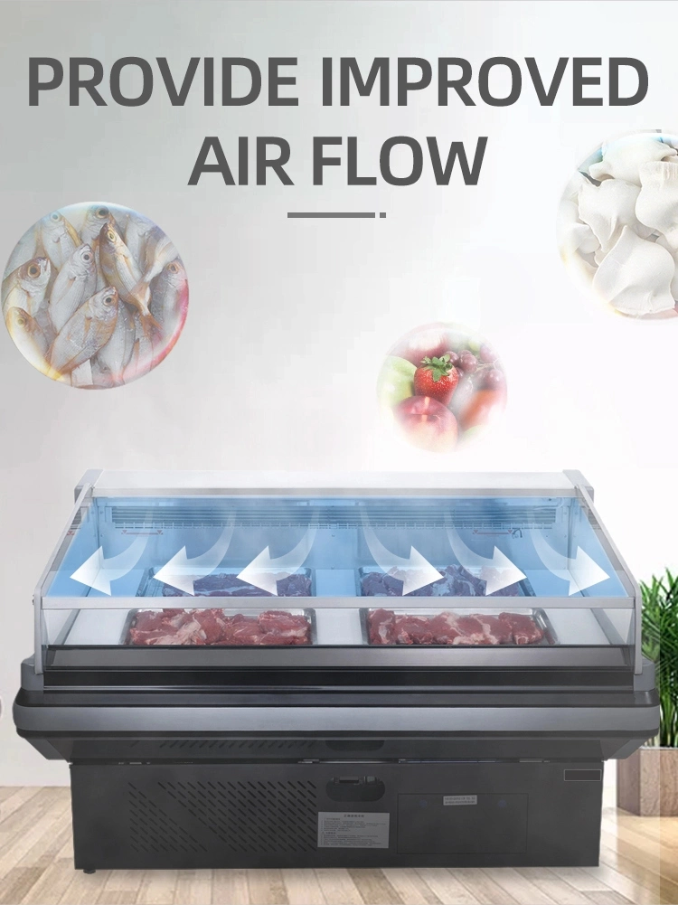 Supermarket Merchandising Multi-Usage Deli Open Display Refrigerator for Meat Seafood