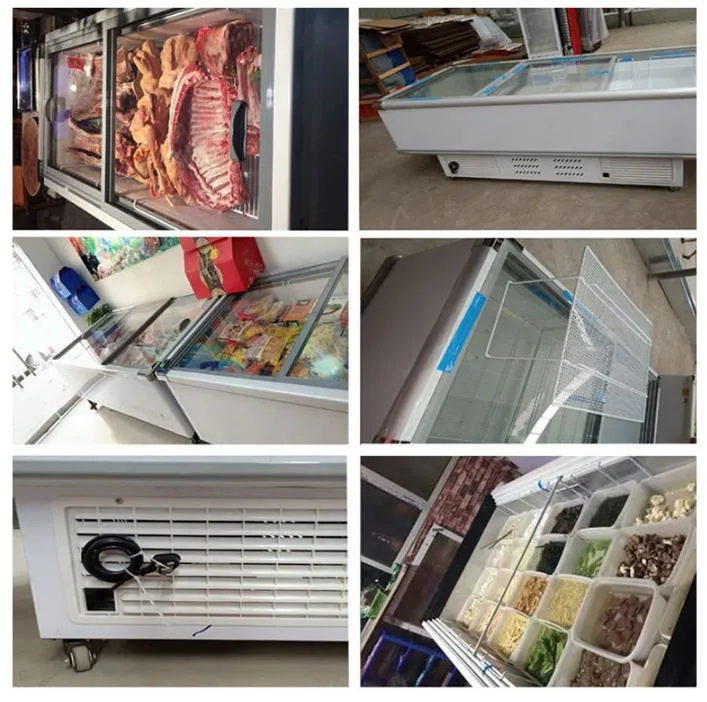 Auchmc Am-C250 Horizontal Seafood Display Freezer Supermarket Combined Meat Beef Seafood Chest Island Display Freezer