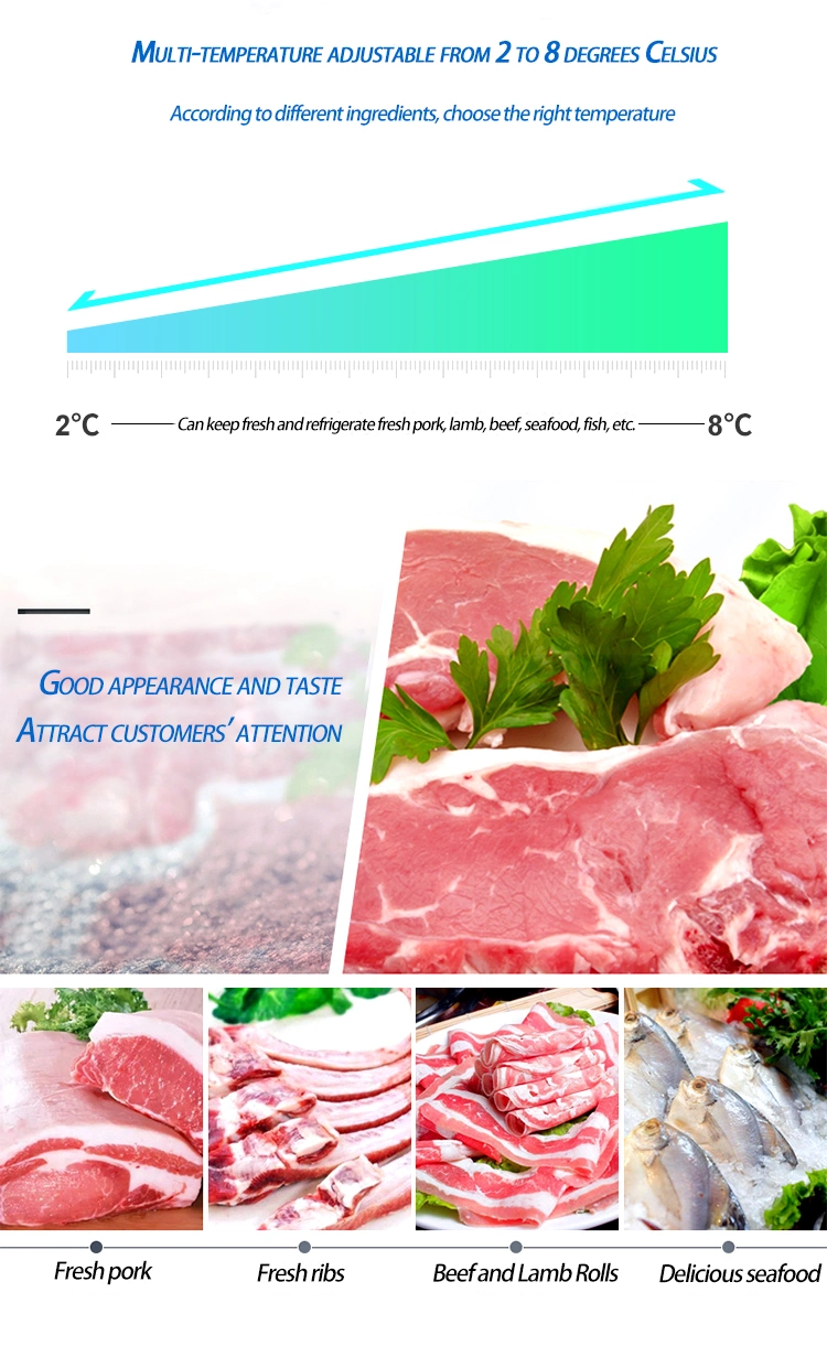 Air-Cooled Circulation Deli Food Display Cooler Meat Display Counter Refrigerator