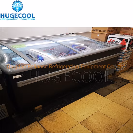 Auchmc Am-C250 Horizontal Seafood Display Freezer Supermarket Combined Meat Beef Seafood Chest Island Display Freezer