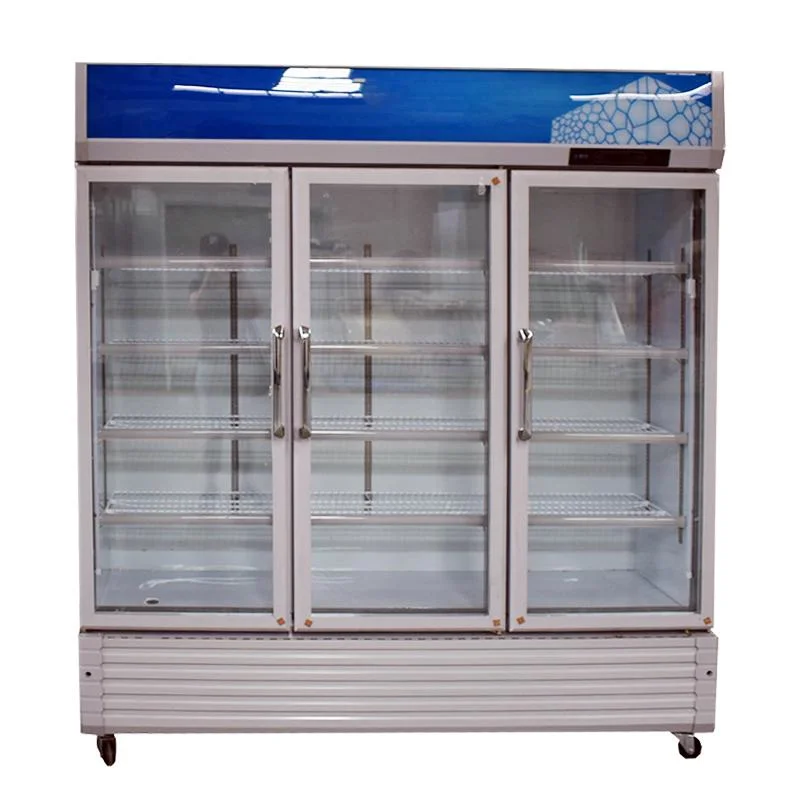 Custom Upright Glass Door Freezer Beverage Display Showcase Fridge
