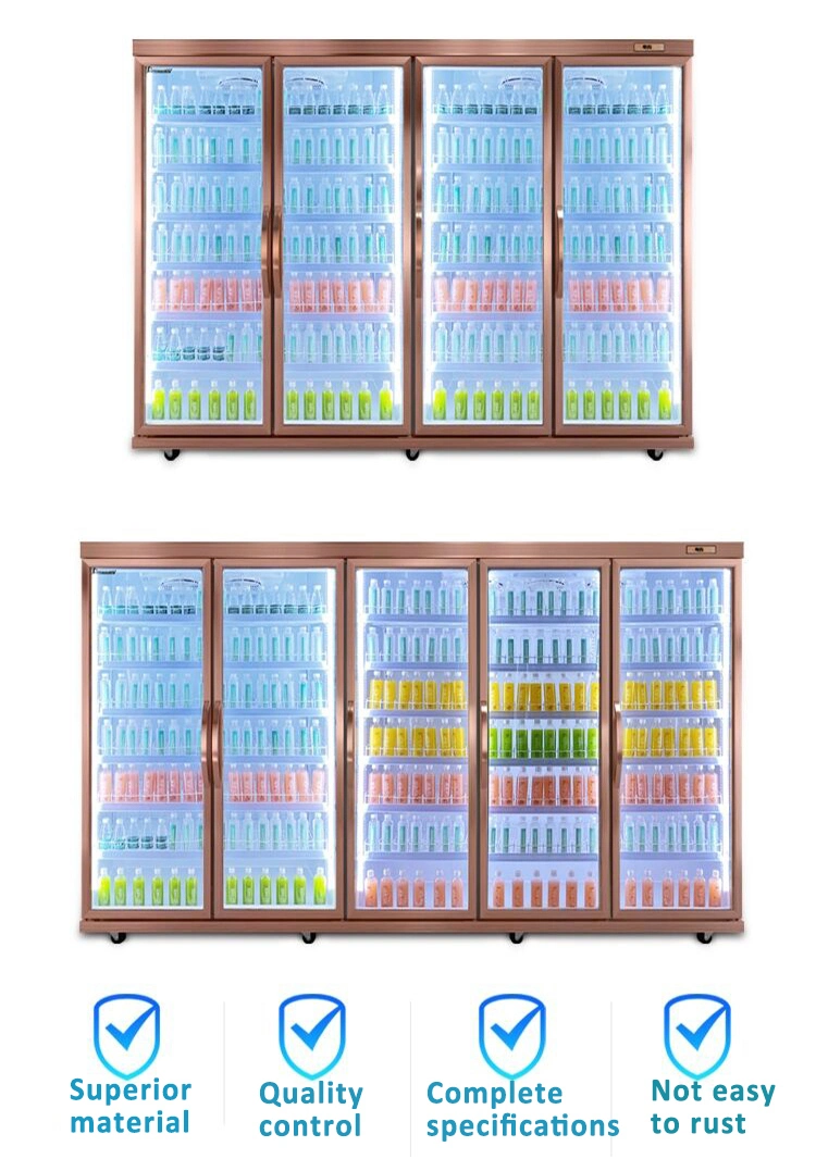 Supermarket Commercial Upright Freezer Drinks Display 3 Door Glass Door Fridge