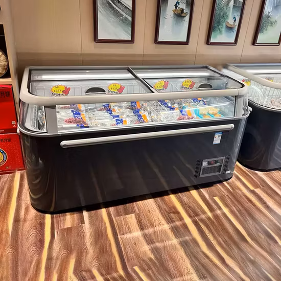 Supermarket Combined Island Refrigeration Equipment Meat Food Fridge Display Freezer/Deep Chest Freezer Refrigerator