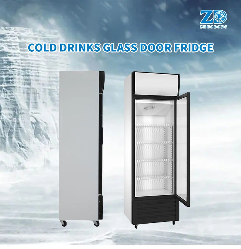 Glass Door Drink Beverage Fridge Display Freezer, Supermarket Double Door Commercial Fridge