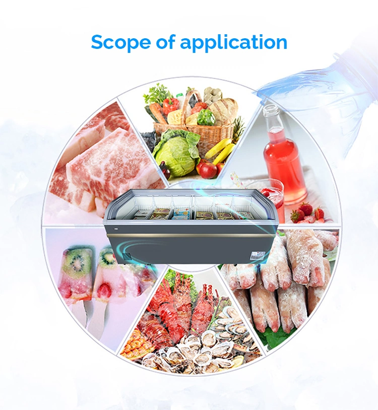 Supermarket Combined Island Refrigeration Equipment Meat Food Fridge Display Freezer/Deep Chest Freezer Refrigerator