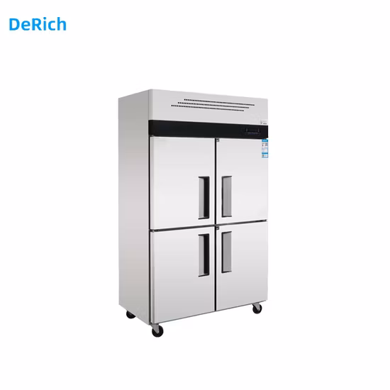 2023 Commercial Restaurant Top Mount Stainless Steel Refrigerator Vertical Cooler Solid Door Chiller Fridge Upright Double Doors Reach-in Freezer for Kitchen