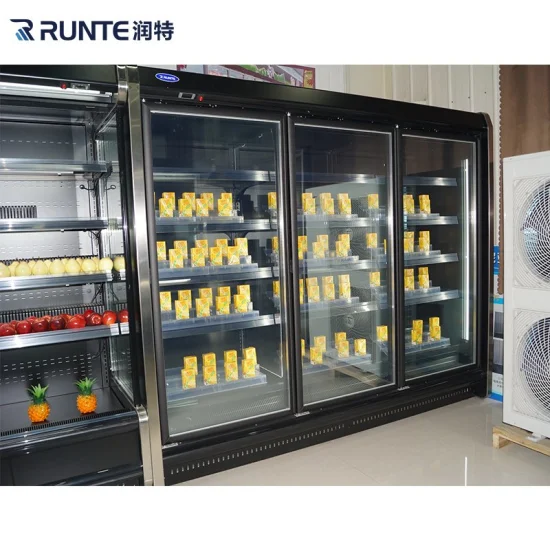 Display Food Items Supermarket Restaurant Upright Glass Door Freezer Refrigeration
