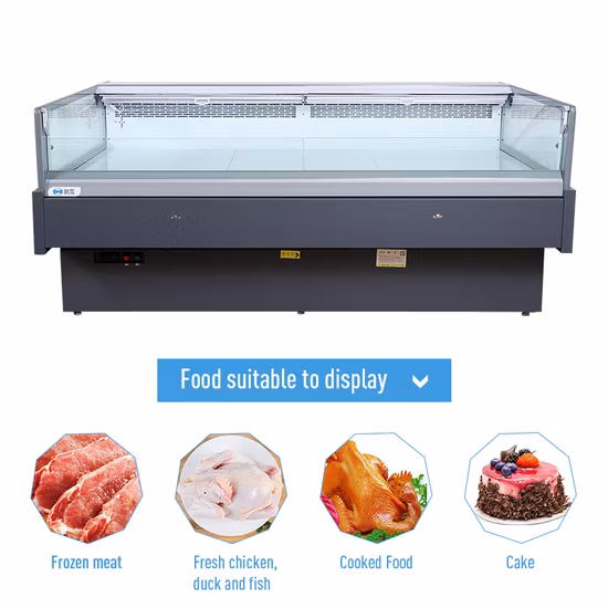 Supermarket Glass Doors Food and Meat Refrigerator Display Freezer Showcase