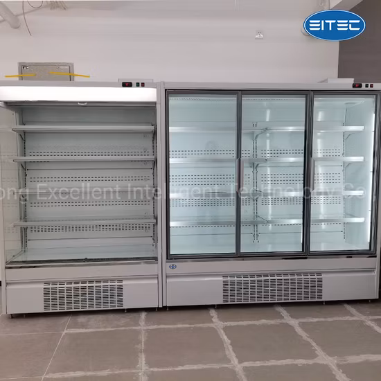 Commercial Supermarket Storage Glass Door Vertical Upright Freezer Display Case