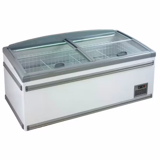 Top Glass Sliding Door Mobile Deep Chest Freezer Single Temperature Island Display Freezer